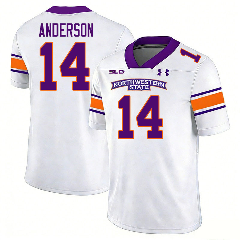 Northwestern State Demons #14 Eli Anderson College Football Jerseys,Uniforms Stitched-White